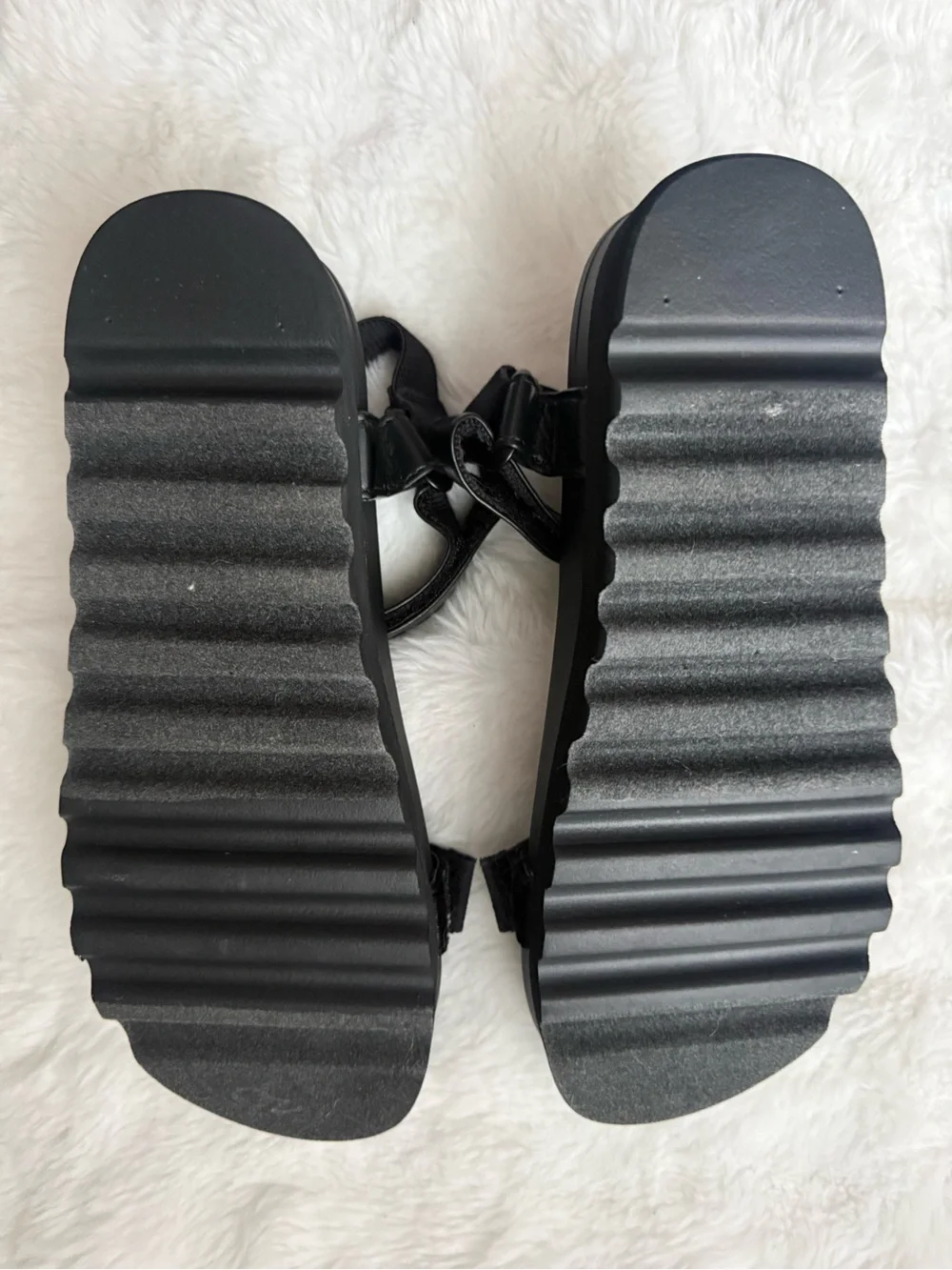 Reef Black Chunky Platform Sandals with Lug Sole